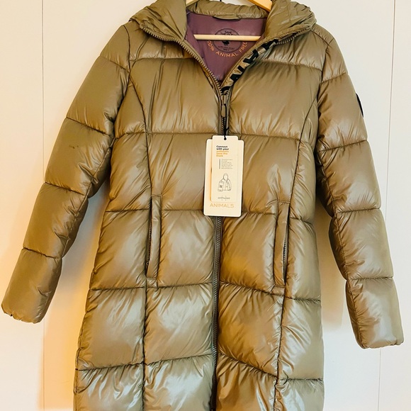 Animal Olive Green Women's Puffer Jacket - Picture 1 of 7